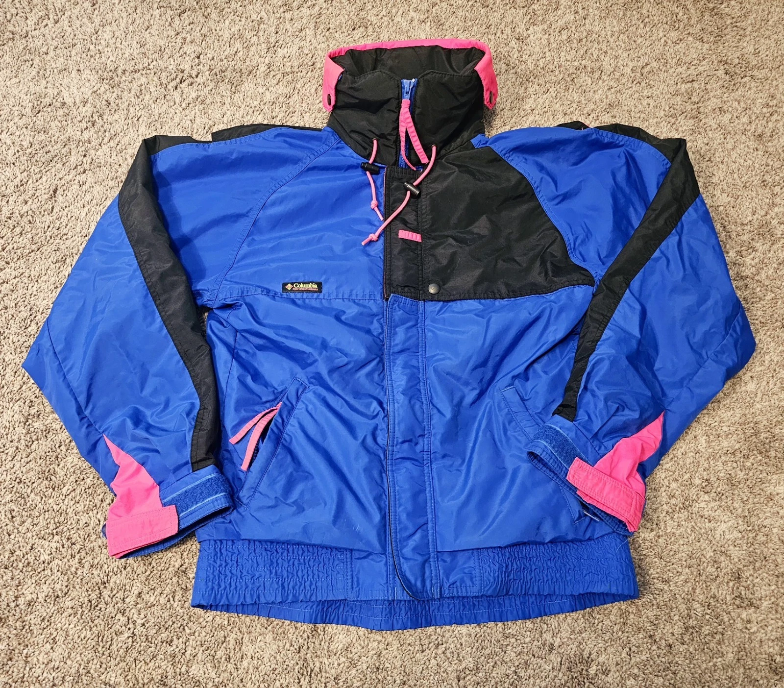 Vintage Columbia Criterion Ski Snow Jacket Mens Small Blue Nylon Radial Sleeve