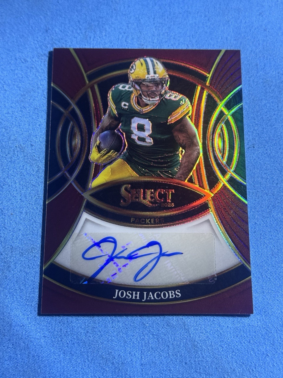 JOSH JACOBS 2025 PANINI SELECT SIGNATURES MAROON PRIZM AUTO /75 #SP-JJC