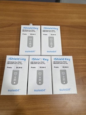 5xSwissbit iShield Key FIDO2 USB-A/NFC Security Key   unbenut