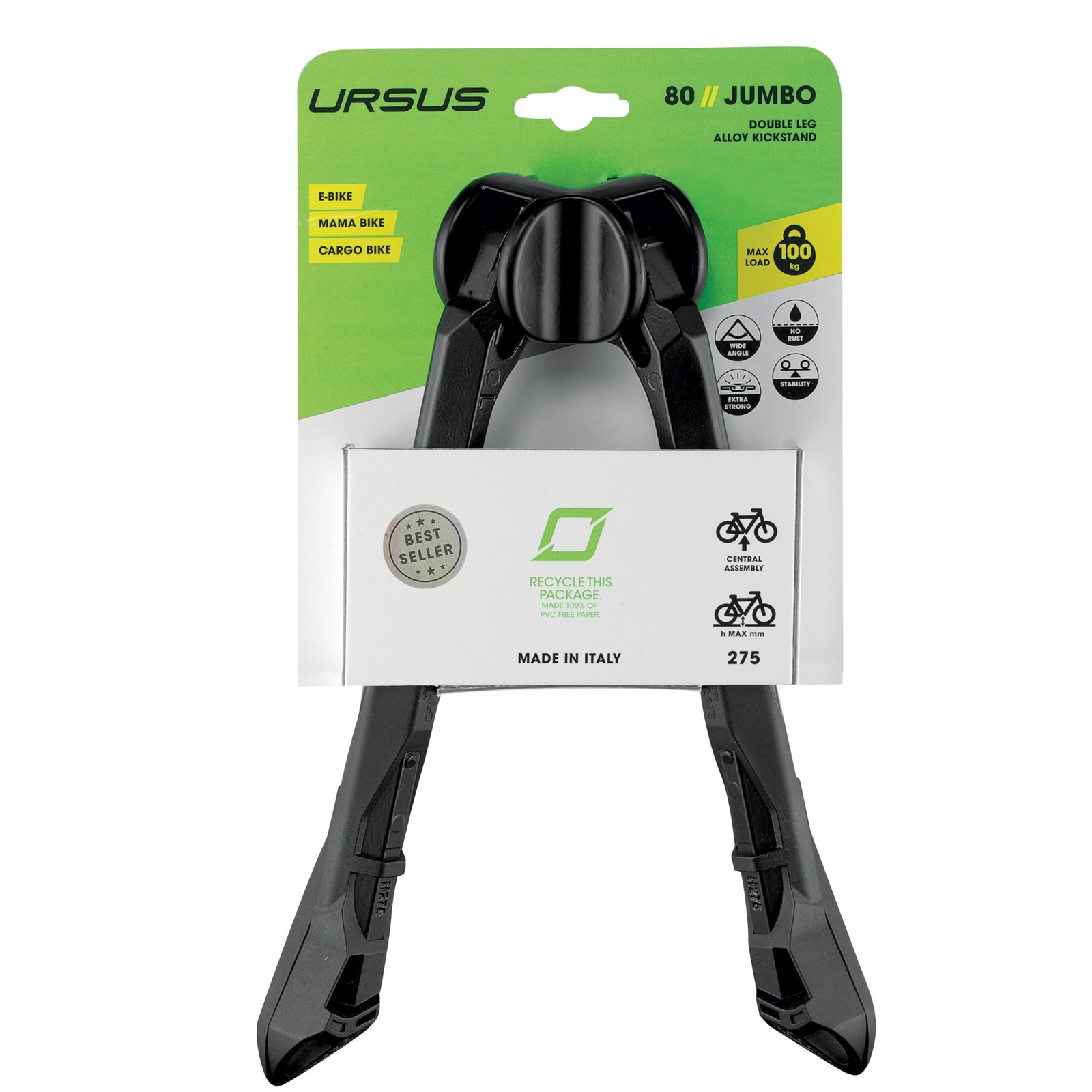 Ursus Jumbo 28 Double Leg Stand 300 mm with Plate and Screw Black Black One Size