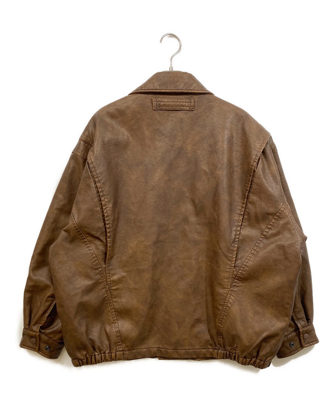 Nautica x FREAK'S STORE Faded Vegan Leather Blouson Jacket Men's Size 1 Brown - second product detail image