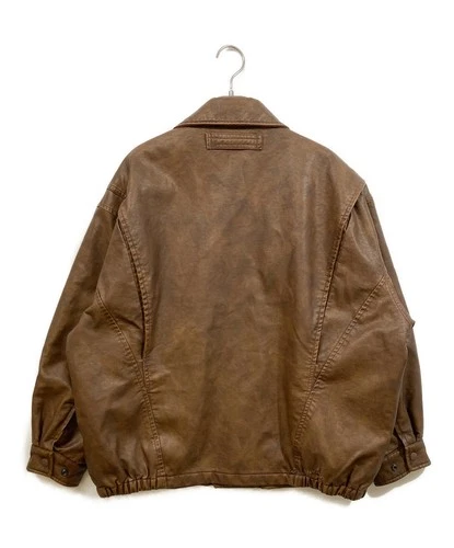 Nautica x FREAK'S STORE Faded Vegan Leather Blouson Jacket Men's Size 1 Brown image 2