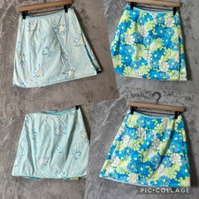 Vintage Lilly Pulitzer Reversible Floral Fish A-Line Mini Skirt Blue Green 2