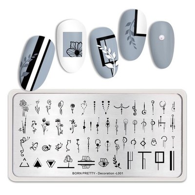 Born Pretty Decoration L001 Deco nail stamp plate Swirl Line Art Tattoo Modern