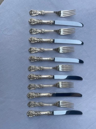 Reed & Barton Sterling Silver Francis I - 6 Dinner Forks and 6 Knives- No Mono