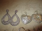 Vintage to fashion lot of 21 silver toned pierced ear rings  a few clip ons and — photo 2