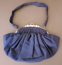Vintage Early Mid-Century Master Purse by Graceline Navy Blue Pouch-Style Purse