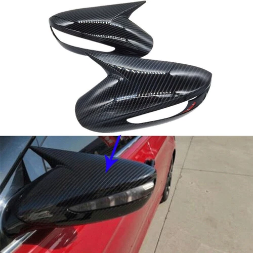 Carbon Fiber Look Door Side Wing Mirror Cover Caps For Hyundai Sonata 2011-2014