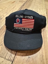 Vtg ROLLING STONES 1989 Steel Wheels Tour Band Baseball Snapback Hat