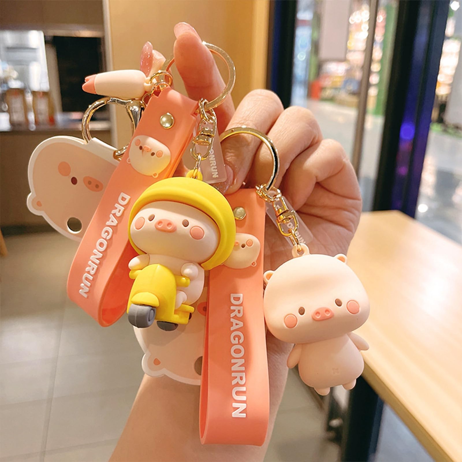 [Moerstar] Pig Keychain, Cute Cartoon Pig 3D Keychain, Keyring, Women'S ...