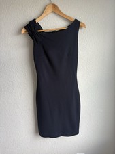 MNG Suit Navy Sheath Dress One Shoulder Bow Detail Career Work Dress Size XS