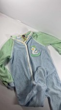 Vtg Carter's Baby Boy Large Terry Cloth Duck Footed Sleeper Blue Green