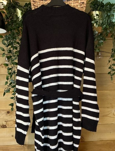In The Style Monochrome Stripe Knitted Belted Jumper Dress Size 18-20 - 第 6/7 張圖片