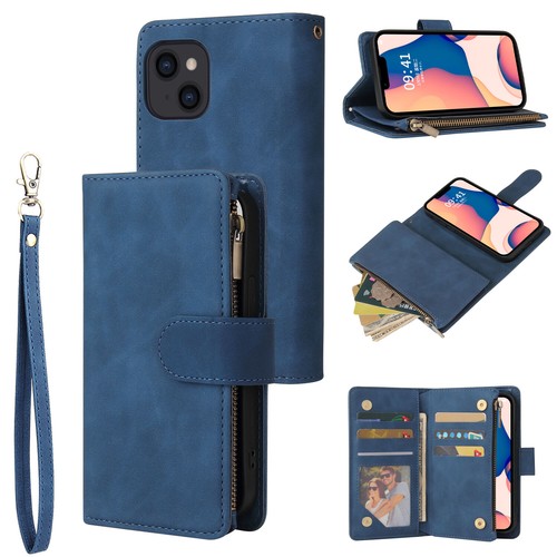 for iPhone 14 Pro Max 11 XR 12 15 7 8 6 Leather Zip Wallet Card Purse Case Cover - Picture 16 of 17