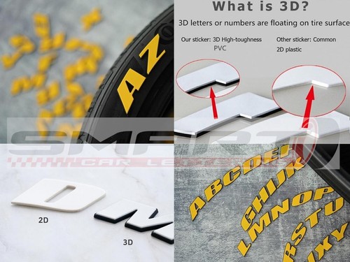 Tire Car Letter Stickers Permanent Custom White Text Decal Wheel Stickers Kit - Picture 3 of 18