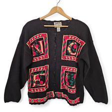 Heirloom Collectibles Women's Ugly Christmas NOEL Cardigan Sweater Sz S Vintage