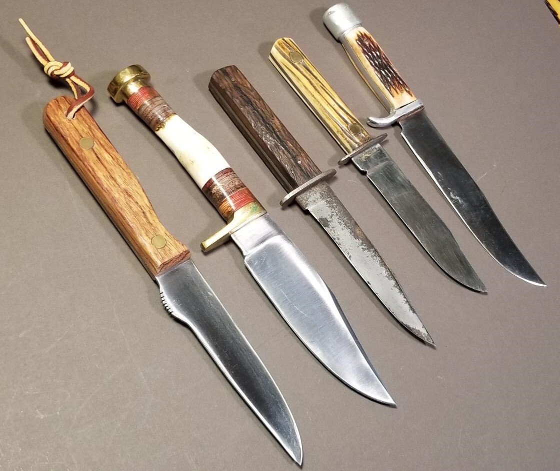 old group of five vintage hunting knives eBay