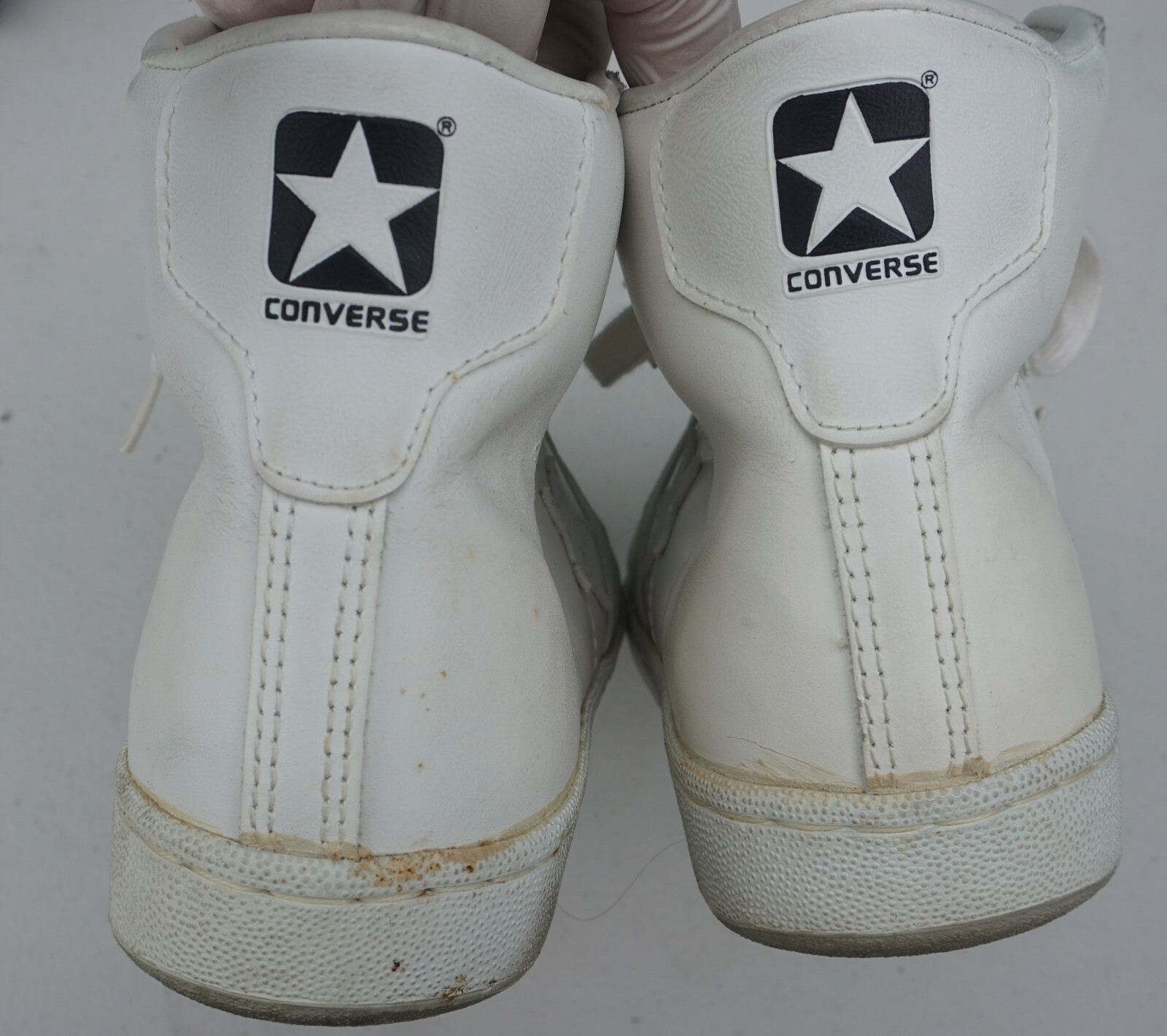 Vintage s Converse All Stars White Hi Top Shoes S   Gem