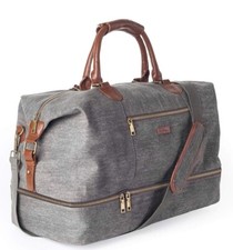 Canvas Weekend Bag, Overnight, Carry On, Large Capacity Duffel with Shoe Pouch