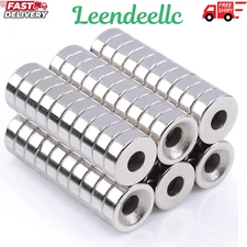 60Pcs Strong Neodymium Disc Magnets with Hole, Small Permanent Round Ring