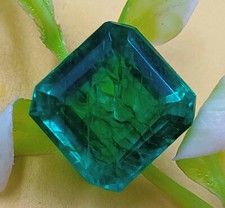 15-17Ct Natural Certified Green Emerald Zambia Emerald Cut Loose Gemstone EKB