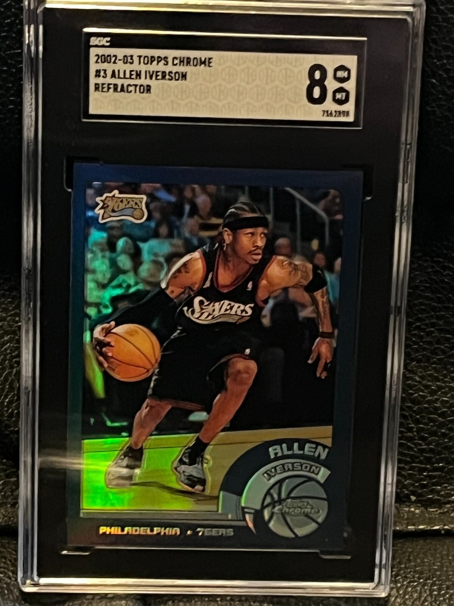 2002 Topps Chrome Refractor #3 Allen Iverson Basketball Card SGC 8