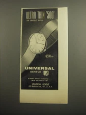1960 Universal Geneve Watch Ad - Ultra Thin 500 14K Bracelet Watch