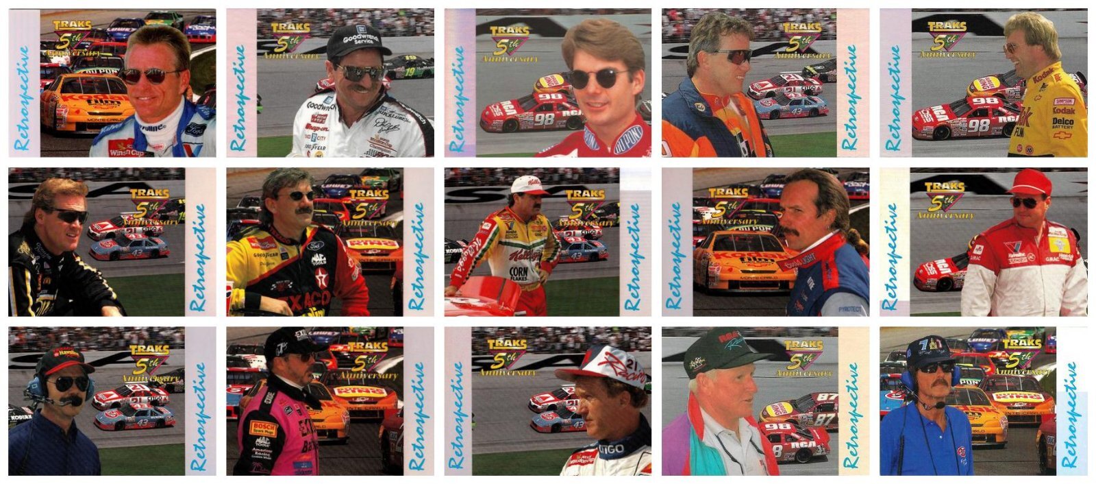 1995 TRAKS 5Th Anniversary Retrospective 15 Card Auto Racing Set