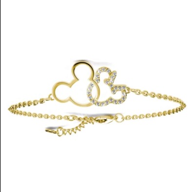 Disney Mickey Mouse Austrian Crystal Bracelet  14kt Gold Plated