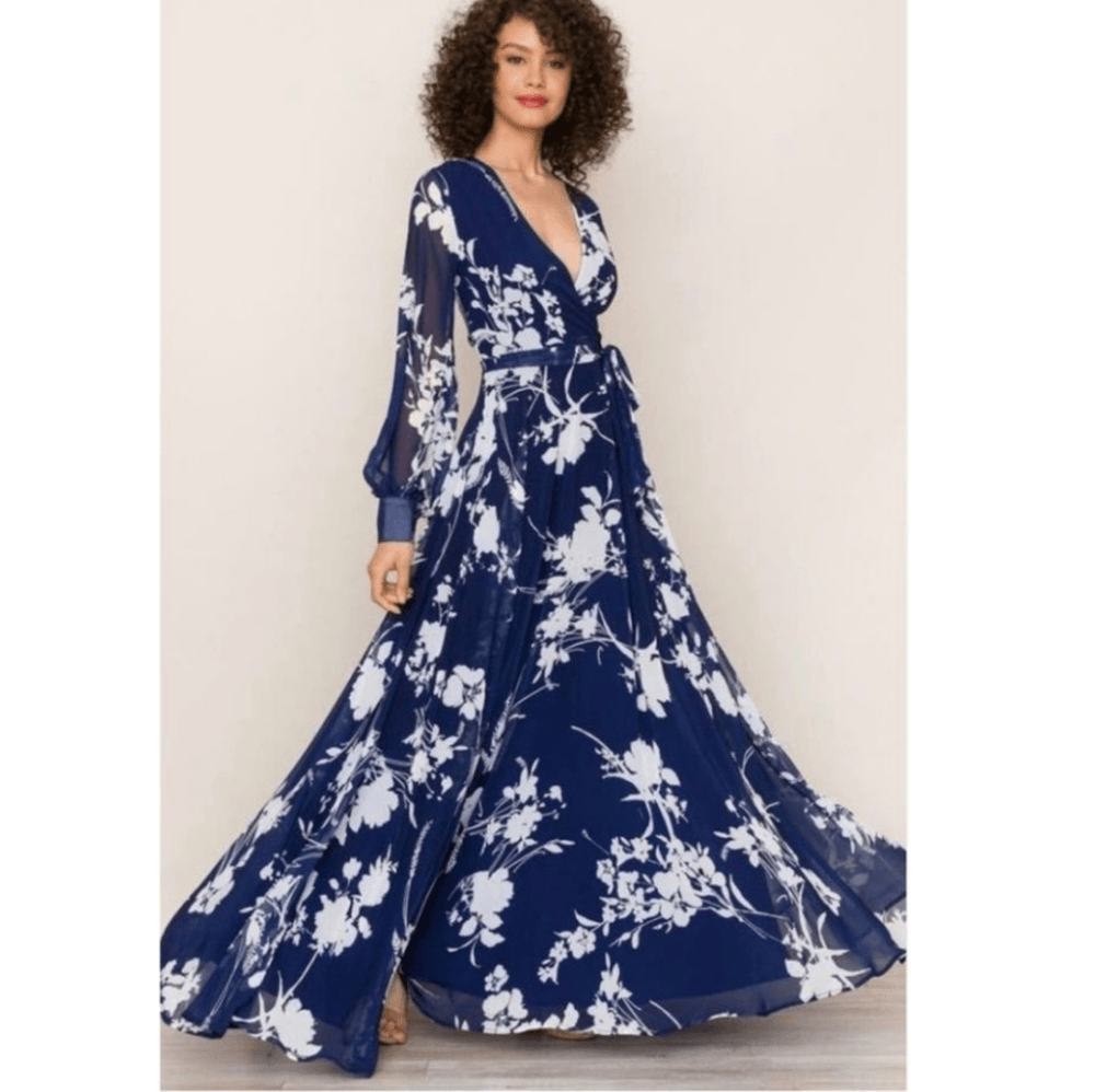 Yumi Kim Giselle Blue and White Floral Dress Size Large - Main Image