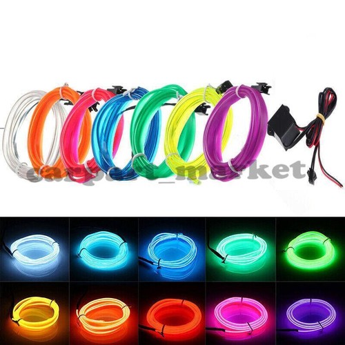 Flexible 1M 2M LED Neon Light Glow EL Wire Strip tube Rope Home Car Decor NEW ` - Picture 2 of 24