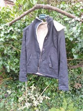 Hoodlamb Women's Dark Navy Fur Lined Hemp/cotton Jacket - Small
