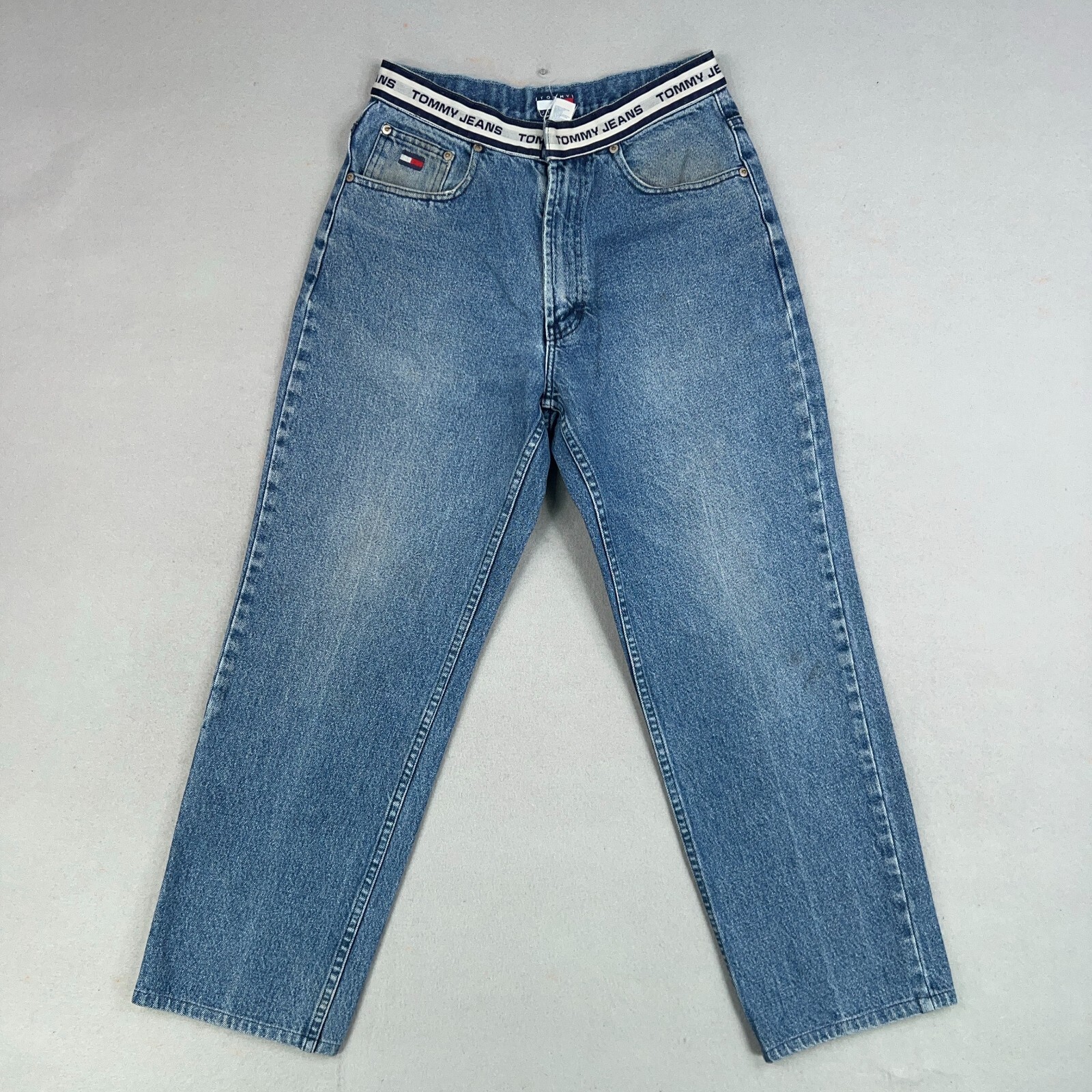 Vintage Tommy Hilfiger Men's Blue Denim Jeans Size 30 Y2K Logo Waistband