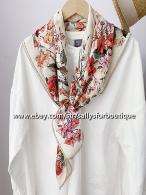 Sallys 70% Cashmere & 30% Silk Wrap Scarf Double Face Florals Print Shawl 35''