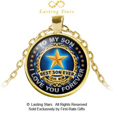 To My Son Necklace Best Son Ever I Love You Forever Birthday Gift from Dad, Mom