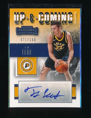 T.J. LEAF 2017-18 PANINI CONTENDERS UP & COMING CONTENDERS RC AUTO #/199 PACERS