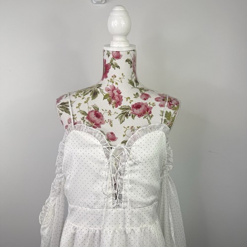 Two Sisters The Label boho dress women's knee length ruffle polka dot Size 12 - Picture 2 of 13