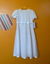 Girl's White Flower Girl First Communion Party Formal Easter Dress - Size 10