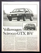 1986 VW Volkswagen Scirocco GTX 16V Road Test Tech Data Photos Review Article