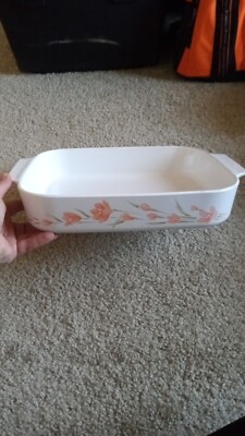 Corning Ware Pyrex A-21-B-N Peach Floral Lasagna Casserole