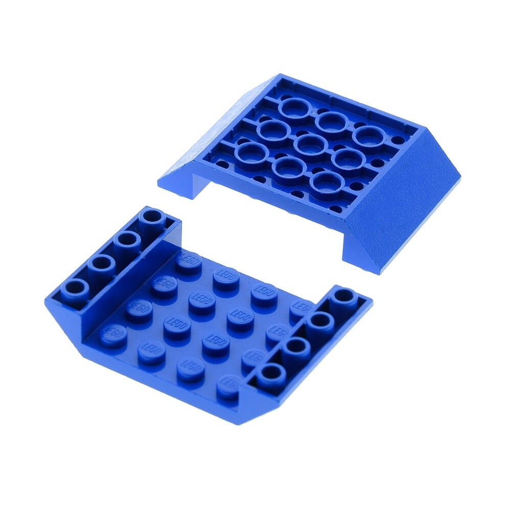 2x Lego Roof Brick 45° 6x4x1 Blue Negative Slope Inverted Hull 4163532 30283