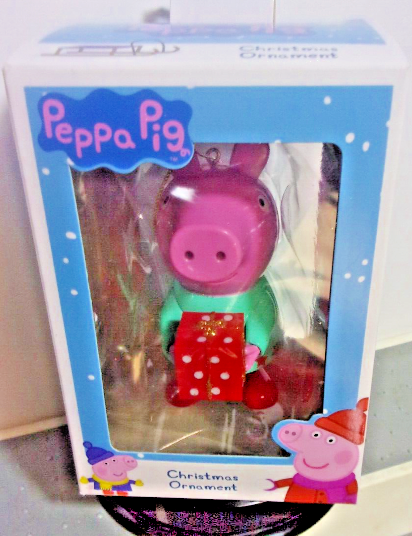 Kurt Adler PEPPA PIG In Turquoise Dress W/ Present Christmas Ornament 