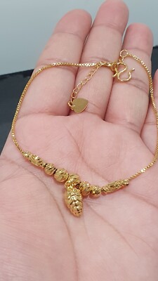 Damen Gold gefüllt Größe Fußkette Fußkette Eichel Glücksbringer Tropfen Fußkettchen