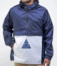 HUF Men's DATA Anorak Shell Jacket - JK00306 - Navy - Medium - NWT