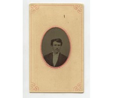 TINTYPE STUDIO PORTRAIT MAN W/ BOW TIE, 1/16 PLATE, PERIOD MAT