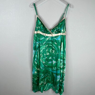Alexia Admor Women's A-Line Wrap Dress Sleeveless Green/Gold Size L