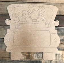 Door Hanger Christmas - CRAWFISH Truck - Cutout, Unfinished