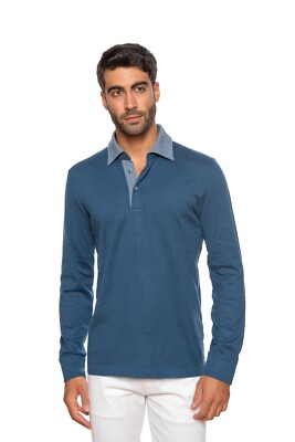 Luxury Knitwear FIORONI CASHMERE by Attolini Polo Blue Pure