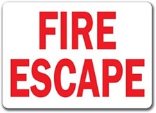Fire Escape Sign (red text on white background) - 10" x 14" OSHA Safety Sign