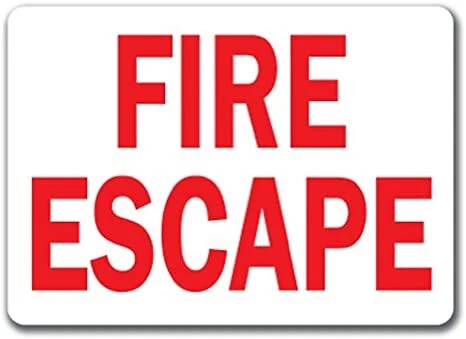 SIGNMISSION Fire Escape Sign (red text on white background) - 10" x 14" OSHA Safety Sign